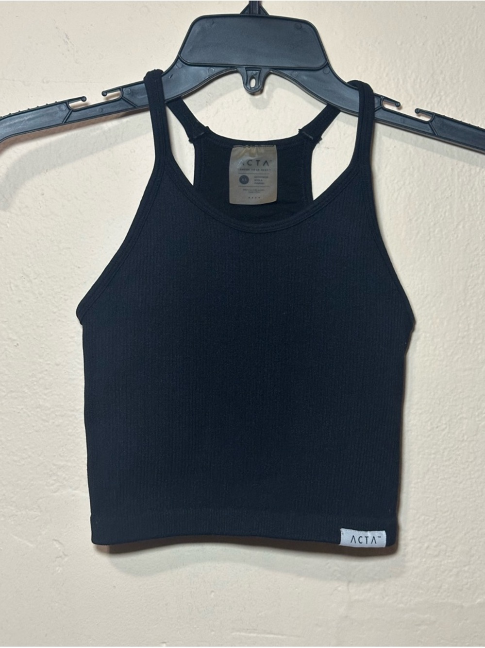 ACTA Seamless Black Ribbed Longline Tank Bra